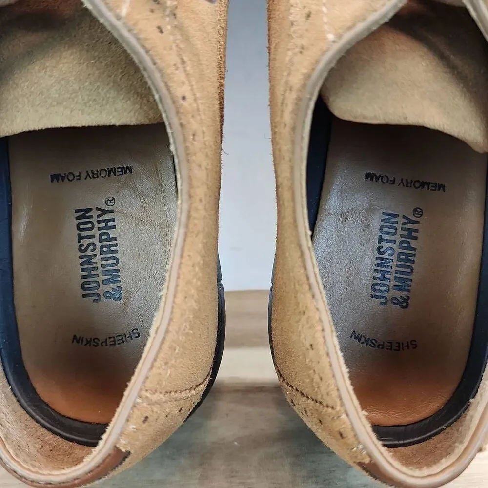 Johnston & Murphy 20-2830 Mens Holden Oxfords Shoes Sheepskin Suede 10.5 M